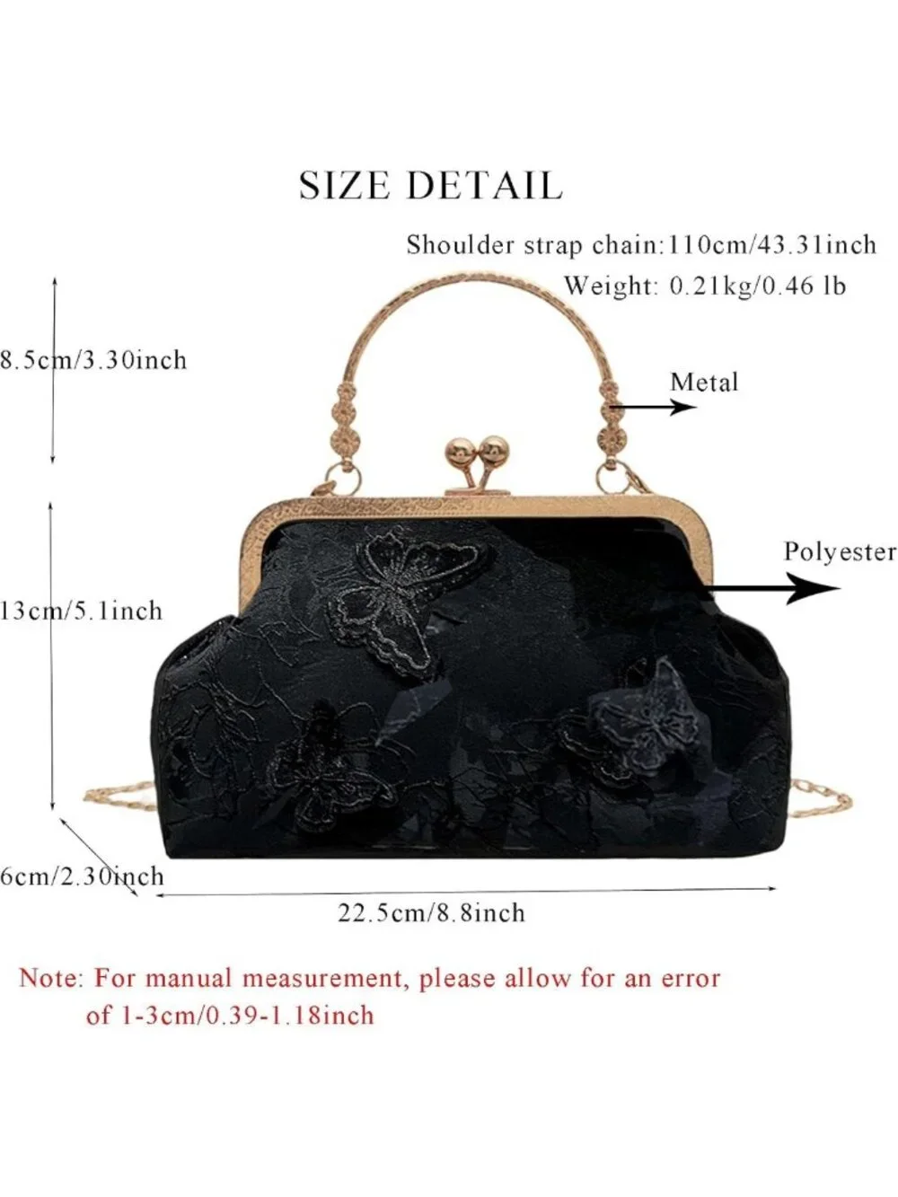 Chic Embroidered Butterfly Clutch Purse, Retro Crossbody Bag for Weddings